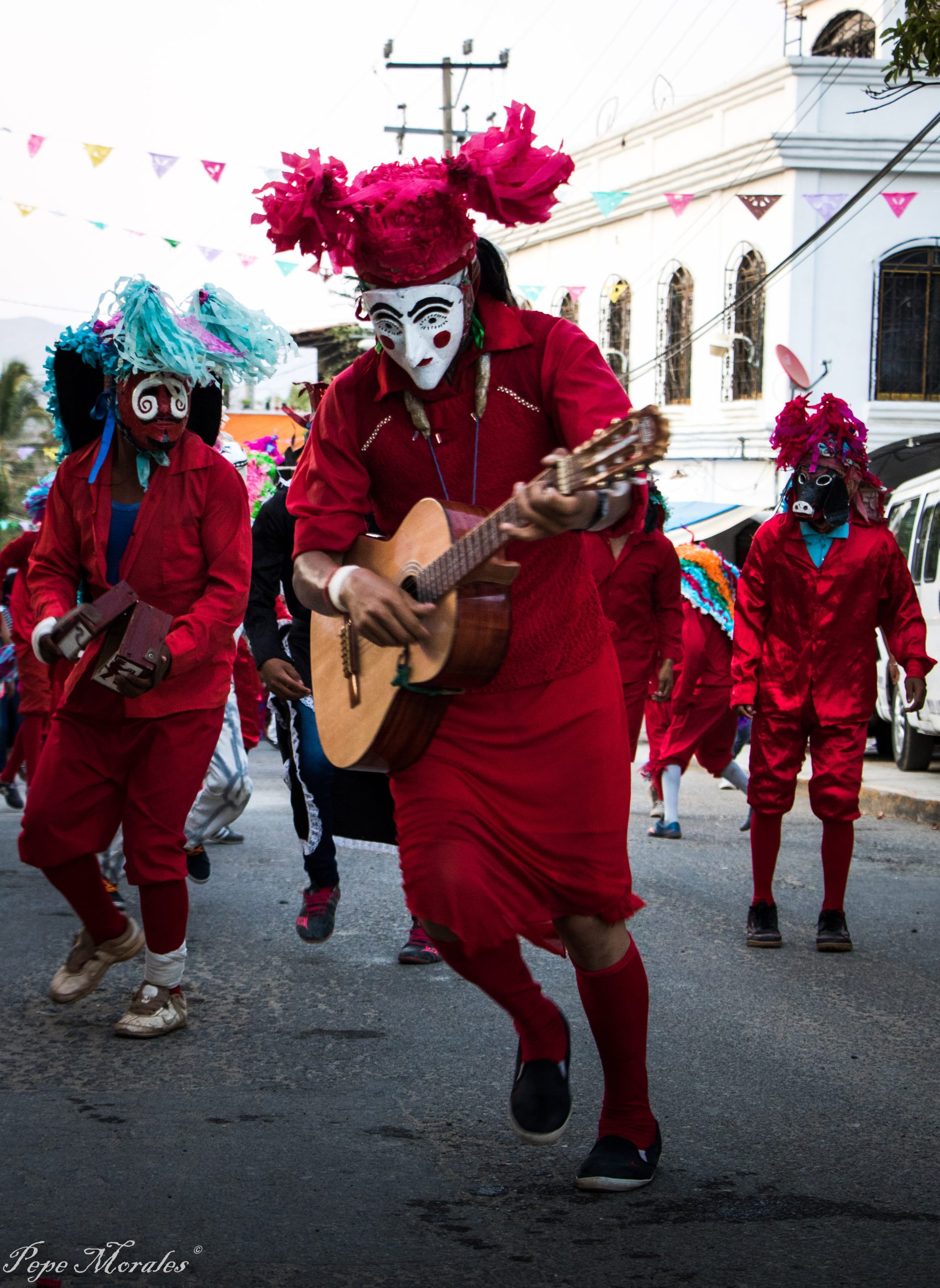 Participants in the traditional Danza de los Diablos in Tecoanapa, Guerrero, Mexico.