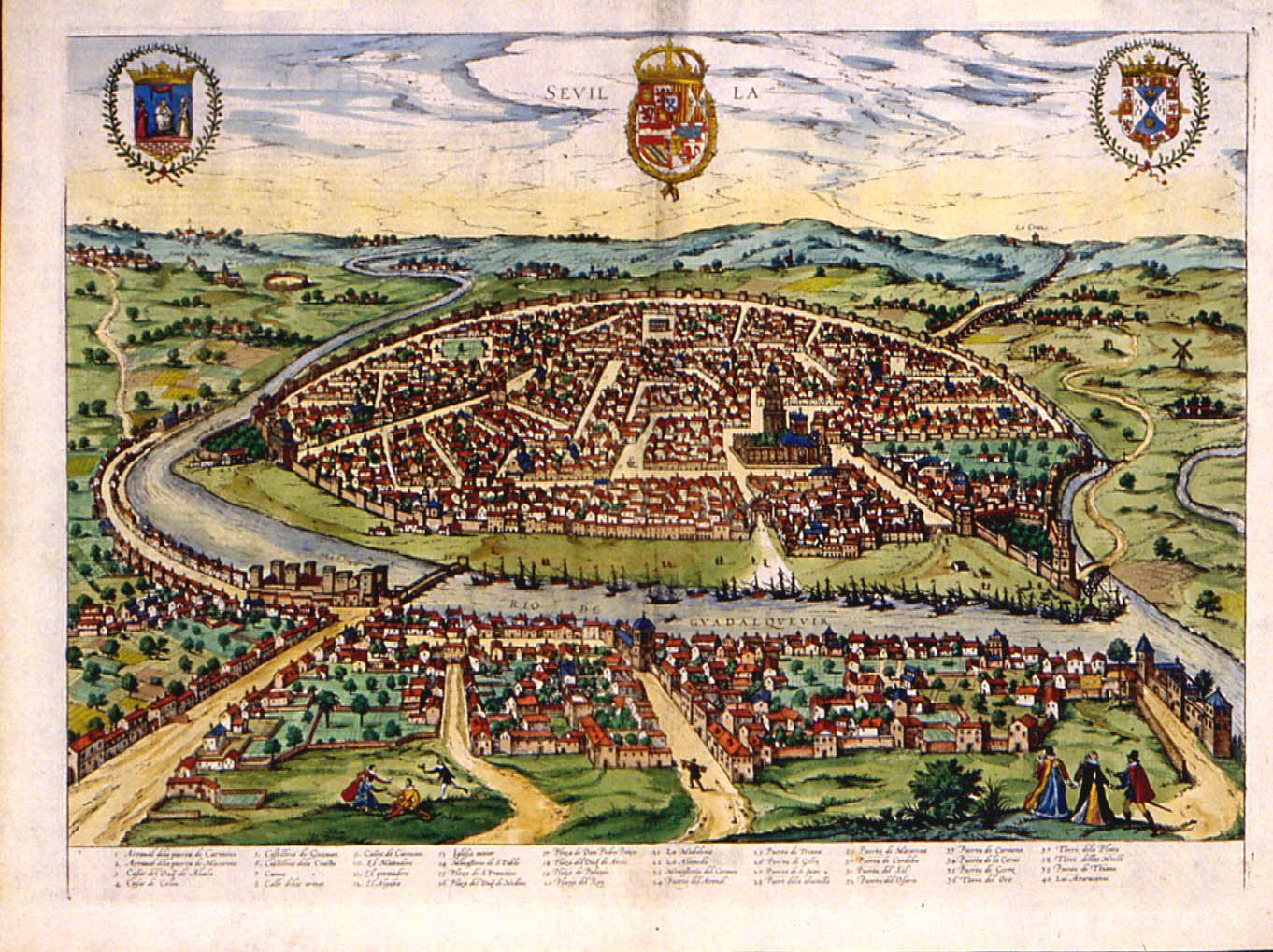 Historic sixteenth-century view of Seville, Spain.